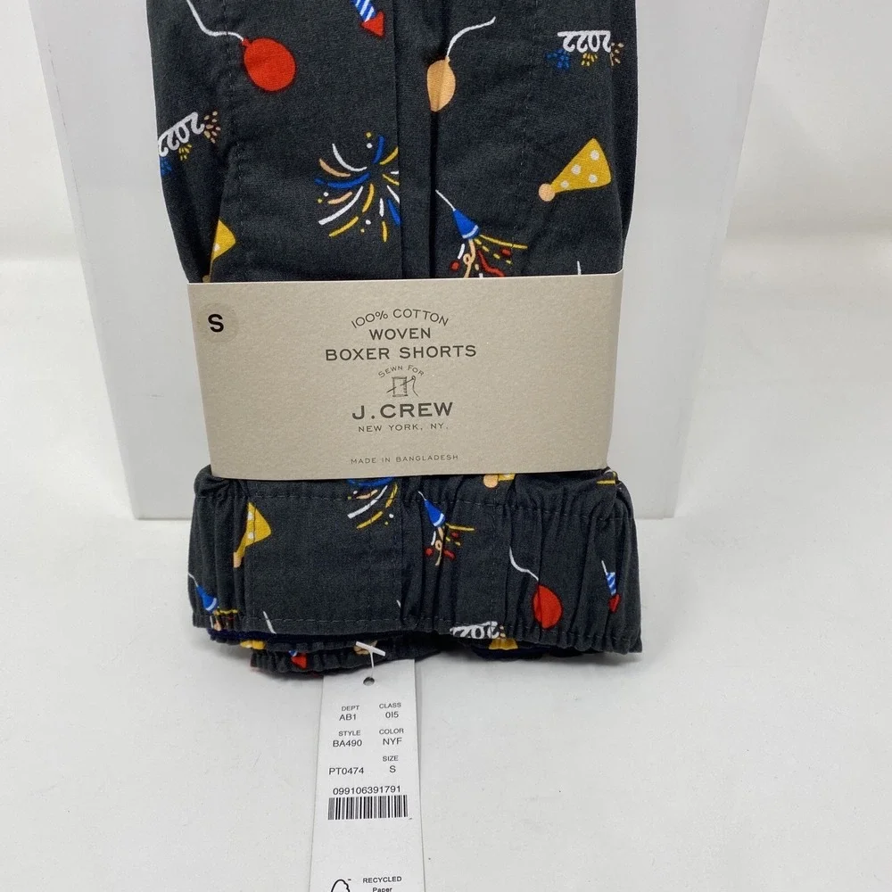 J Crew Men's Size Small New Year Faded Black Cotton Printed Boxer Shorts NWT